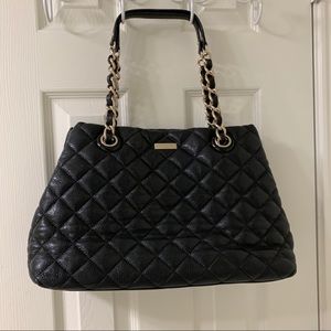 Kate Spade Black Leather Shoulder Bag Gold Chain
